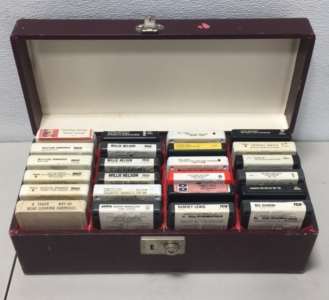 (24) Vintage 8-Track Tape Cartridges In A Vintage 8-Track Case Including Willie Nelson , Johnny Cash And More