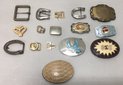 (16) Vintage Brass And Steel Belt Buckles