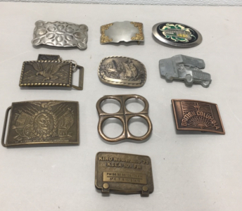 (10) Vintage Brass And Steel Belt Buckles Including (2) Nickel Silver Buckles!!