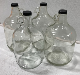 (4) One Gallon Glass Growlers with Screw on Lids