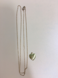 16” 10K Gold Necklace & Heart Charm (Customer Stated)