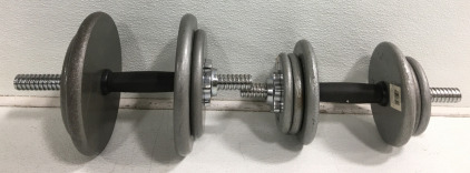 (2) Iron Dumbells & Assorted Weights