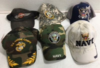 (4) United States Navy Hats (1) Harley Davidson Hat (1) United States Marine Corps Hat