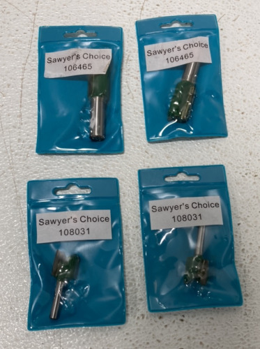 (2) New Sawyers Choice 2&rdquo; Long x 3/4&rdquo; Wide Straight Shaft Carbide Tipped Router Bits (2) New Sawyers Choice 2-3/4&rdquo; Long x 5/8&rdquo; Wide Straight Shaft Carbide Tipped Router Bits