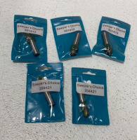 (2) New Sawyers Choice 2-5/8&rdquo; Long x 1/2&rdquo; Wide Straight Shaft Carbide Tipped Router Bits (3) New Sawyers Choice 2-1/2&rdquo; Long Flush Trim w Carbide Tipped Router Bits