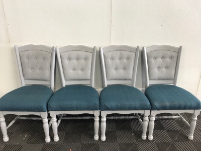 (4) Grey Blue Chairs