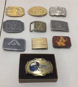 (10) Vintage Brass And Steel Belt Buckles Including (1) New York Giants 1986-87 World Champions Buckle