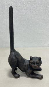 (1) Cast Iron Cat Paper Roll Holder 10” Tall