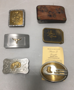 (6) Vintage Brass And Steel Belt Buckles Including (1) Vintage Steven L. Knight Signature Buckle!!