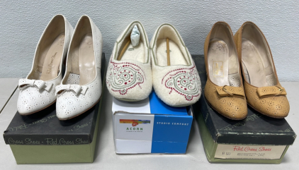 (2) Pairs Red Cross Shoes Ladies Heels Size 8-1/2, (1) Pair Acorn Studio Comfort Women&rsquo;s Shoes Size 9