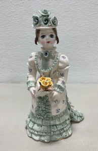 (1) Yamada Originals Schmid Standing Girl Long Dress Handcrafted Handpainted Porcelain Figurine 8” Tall