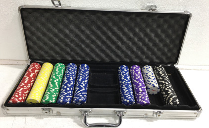 Poker Chip Set With Carrying Case (Missing Cards & Chips)