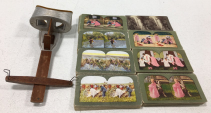 Antique Underwood & Underwood Sun Sculpture Stereoscope Viewer & 180+ View Cards