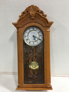 Boston Clock Co Quartz Pendulum Wall Clock Westminster Chime Glass Door 27&rdquo;