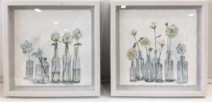 (2) 11&rdquo;x11&rdquo; Beautiful White Flowers Pictures