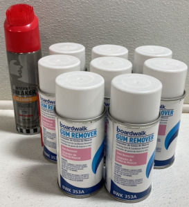 (8) Cans of Gum Remover, (1) Instant Sneaker Cleaner
