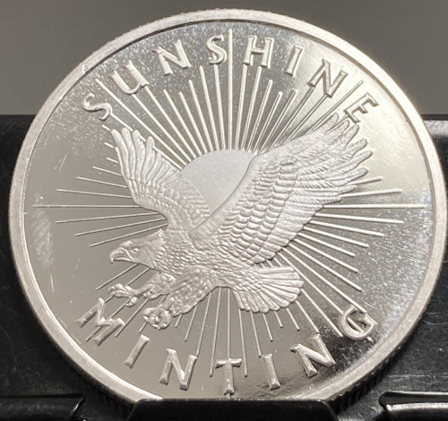 ONE TROY OUNCE .999 FINE SILVER SUNSHINE MINTING ROUND— VERIFIED AUTHENTIC