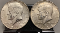 (2) 1968 90% SILVER KENNEDY HALF DOLLAR