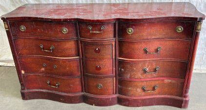 VINTAGE 1930’S-40’S MAHOGANY 12 DRAWER DRESSER (67”x21”x35”)