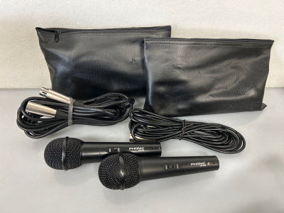 (2) PHONIC DM .680 MICROPHONES WITH CABLES
