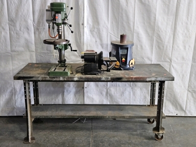 WORKING DRILL PRESS, BELT/ DISC & SPINDLE SANDERS ON 72&times;28&times;34 STEEL CART