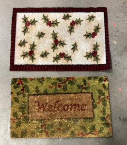 (2) HOLIDAY WELCOME FLOOR MATS