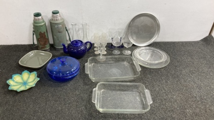 Blue Pyrex Dish With Lid & More