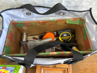 BAG OF SMALL TOOLS, 4 LITTLE WOOD BOXES, WALLET, SNEAKER CLEANER, OKUMA ARIA-20A FISHING REEL (NEW) AND TWIN MATTRESS BAG (NEW) - 2