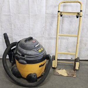 Working 16GAL SHOP VAC, LIGHT WEIGHT HAND TRUCK/ TROLLEY