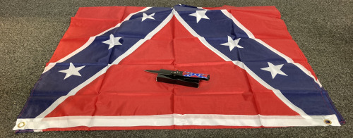 3’X5’ CONFEDERATE FLAG AND CONFEDERATE SWITCHBLADE KNIFE WITH SAFETY CATCH