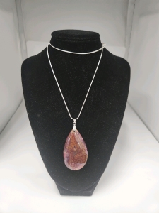 Red Dragon Veins Agate Gemstone .925 Necklace