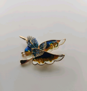 Blue And White Hummingbird Pin