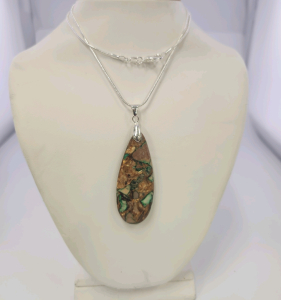 Green Sea Jasper Gemstone .925 Necklace