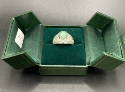 925 Silver Jade Women’s Ring Size 9-3/4