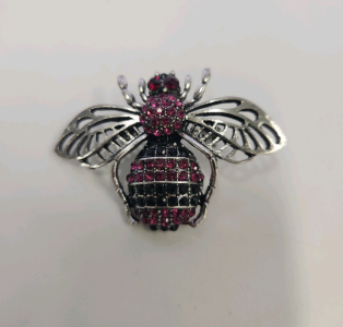 Purple, Black And Silver Large Bumblebee Pin