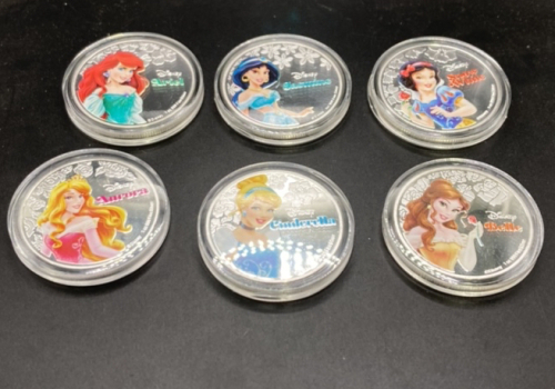 (6) Disney Princess Silver Plated 1-Oz Collectors Coins Including Belle!!