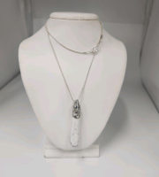 White Turquoise Hexagonal Shaped Gemstone .925 Necklace