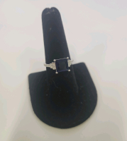 Size 8 Square Cut Blue Sapphire .925 Ring