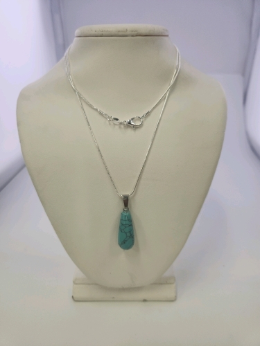 Turquoise Gemstone Waterdrop .925 Necklace