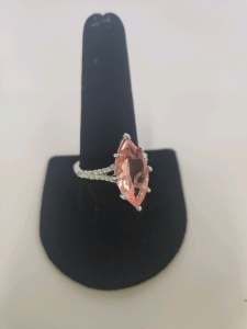 Size 10 Marquise Cut Pink Kunzite .925 Ring