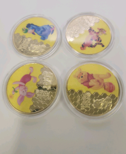 Set Of (4) Winnie The Pooh Characters Gold Plated Coins