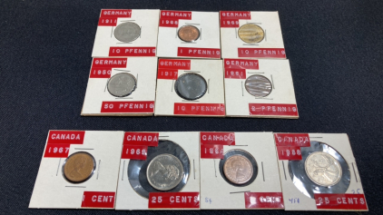 (10) Vintage Foreign Coins: (6) Germany, (4) Canada