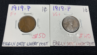 (6) Early Date Wheat Pennies: (2) 1918, (2) 1919, (2) 1920 - 3