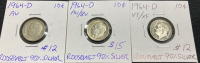 (3) 1964-D Silver Dimes, (2) 1900 Liberty Head V Nickel - 4