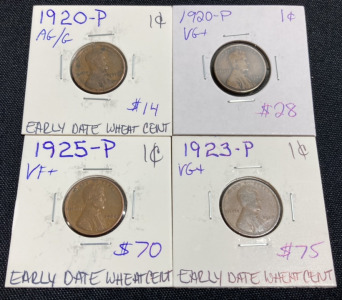(4) Early Date Wheat Pennies