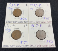 (4) 1917-P Wheat Pennies