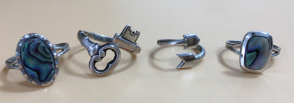 (4) Adjustable Ladies Fashion Ring&rsquo;s Including (1) Avon Sterling Key Ring (1) Arrow (2) Stone