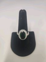 Size 9 Oval Faceted Emarald .925 Ring