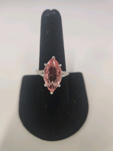 Size 8.5 Marquise Cut Pink Kunzite .925 Ring