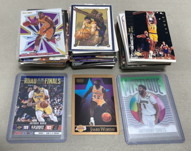 Lot Of NBA Los Angeles Lakers Cards… Various Years And Types… Anthony Davis, James Worthy, Vlade Divac + (Must See)